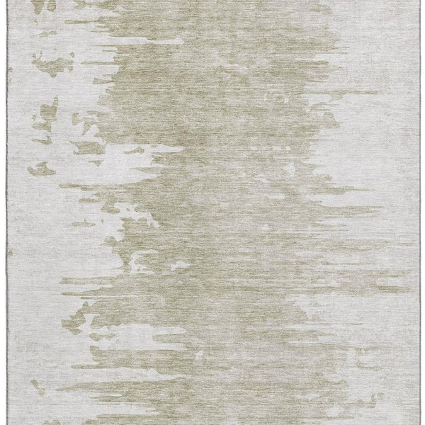 HomeRoots 8' X 10' Taupe and Ivory Abstract Washable Area Rug - Durable, UV-Protected, Easy-Care Design! 656997