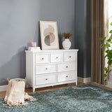 Farmhouse Dresser with 7 Drawers for Living Room, White