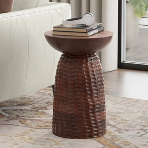 English Elm Boyd Hand-carved Solid Mango Wood Accent Table with White Finish for Modern Living Brown B136P414666