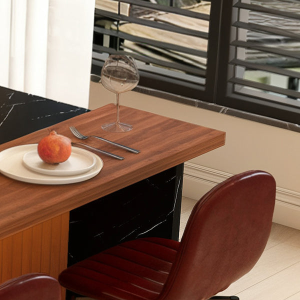 English Elm 63-Inch Modern Kitchen Island Set With 4 Bar Stools, Black Marble Surface & Led Lighting For Dining W2699S00067