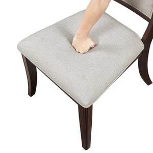 English Elm Traditional Upholstered Dining Armchairs Set of 2 with Dark Walnut Inlay, Beige Plush Seats, Sturdy Wood Frame Cherry 42.75 L x 13.25 W x 20.75 H B011P309916