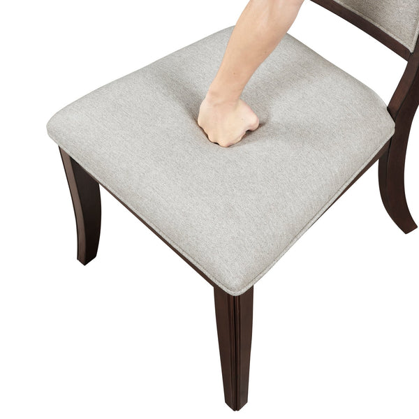 English Elm Traditional Upholstered Dining Armchairs Set of 2 with Dark Walnut Inlay, Beige Plush Seats, Sturdy Wood Frame Cherry 42.75 L x 13.25 W x 20.75 H B011P309916