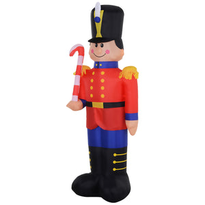 English Elm Homcom 6' Inflatable Nutcracker Soldier With Candy Cane – Festive Yard Decoration With Led Lights W2225P229342