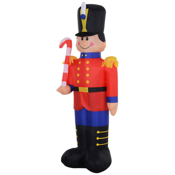 English Elm Homcom 6' Inflatable Nutcracker Soldier With Candy Cane – Festive Yard Decoration With Led Lights W2225P229342