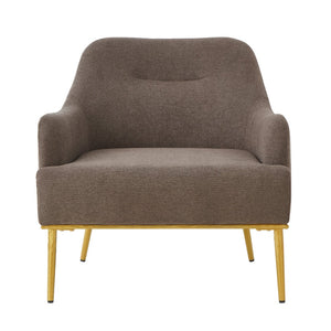 English Elm Modern Chenille Armchair with Curved Back Gold Legs Plush Accent Seat for Any Room Brown N763P360684D