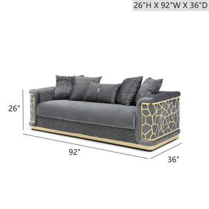 English Elm Talia Sofa with Kiln-Dried Hardwood Frame, Patterned Accents & Gloss Brass Trim for Modern Living Room Dark Gray 35 L x 26 W x 92 H B078P301562
