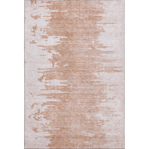 HomeRoots 10' X 14' Terra Cotta and Ivory Abstract Washable Area Rug with UV Protection for Busy Homes 657005