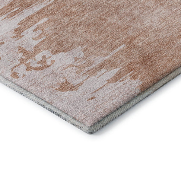 HomeRoots 10' X 14' Terra Cotta and Ivory Abstract Washable Area Rug with UV Protection for Busy Homes 657005