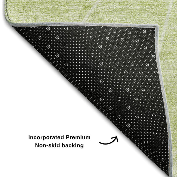 HomeRoots 8' Artichoke Green & Ivory Geometric Round Rug - Washable, UV-Protected, Durable, & Stylish Home Accent 657008