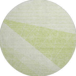HomeRoots 8' Artichoke Green & Ivory Geometric Round Rug - Washable, UV-Protected, Durable, & Stylish Home Accent 657008