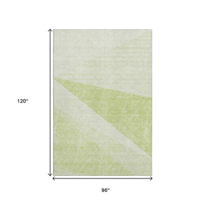 HomeRoots 8' X 10' Artichoke Green Geometric Washable Area Rug with UV Protection for High-Traffic Spaces 657009