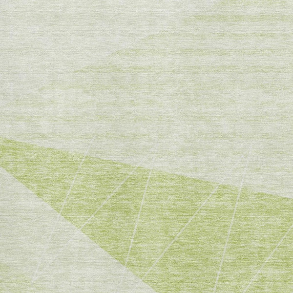 HomeRoots 8' X 10' Artichoke Green Geometric Washable Area Rug with UV Protection for High-Traffic Spaces 657009