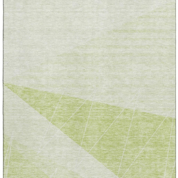 HomeRoots 8' X 10' Artichoke Green Geometric Washable Area Rug with UV Protection for High-Traffic Spaces 657009
