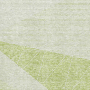 HomeRoots 9' X 12' Artichoke Green Geometric Area Rug – Washable, UV-Protected, Kid & Pet Friendly Design! 657010