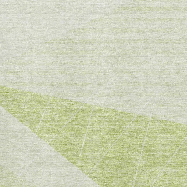HomeRoots 9' X 12' Artichoke Green Geometric Area Rug – Washable, UV-Protected, Kid & Pet Friendly Design! 657010