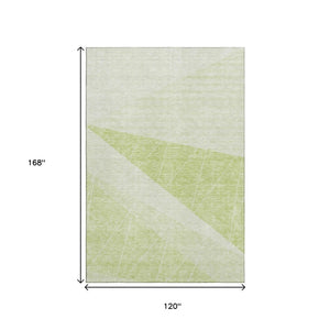HomeRoots 10' X 14' Artichoke Green Geometric Area Rug - Washable, Stain Resistant, UV Protected for Busy Homes 657011