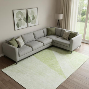 HomeRoots 10' X 14' Artichoke Green Geometric Area Rug - Washable, Stain Resistant, UV Protected for Busy Homes 657011