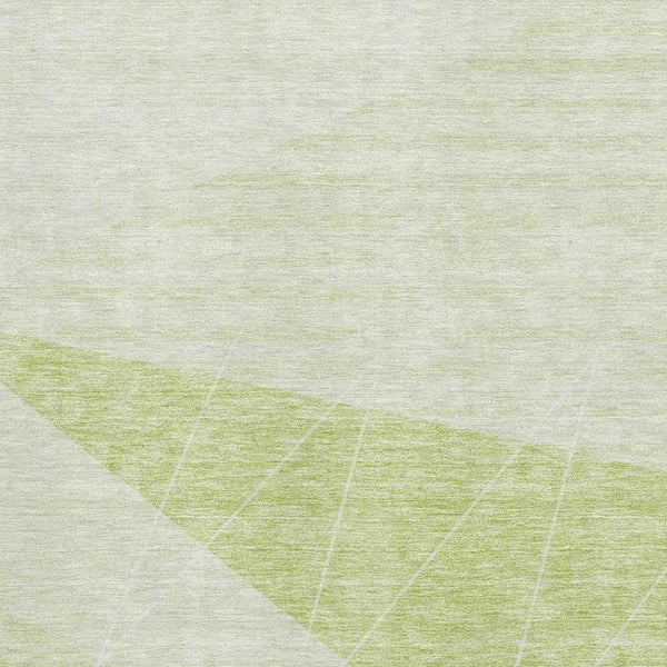 HomeRoots 10' X 14' Artichoke Green Geometric Area Rug - Washable, Stain Resistant, UV Protected for Busy Homes 657011