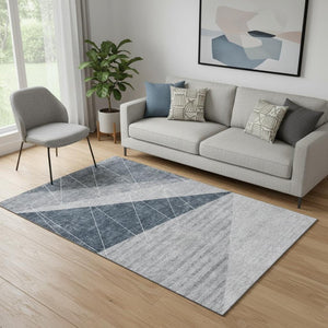 HomeRoots 5' X 8' Charcoal and Ivory Geometric Area Rug - Washable, UV Protected & Perfect for Busy Homes 657013