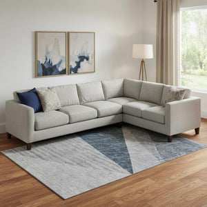 HomeRoots 8' X 10' Charcoal & Ivory Geometric Washable Area Rug – Stain Resistant with UV Protection for Homes 657015