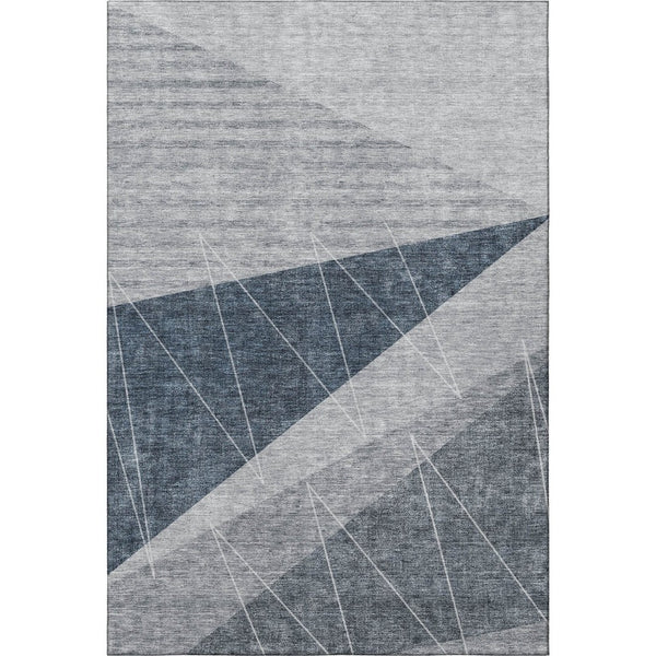 HomeRoots 8' X 10' Charcoal & Ivory Geometric Washable Area Rug – Stain Resistant with UV Protection for Homes 657015