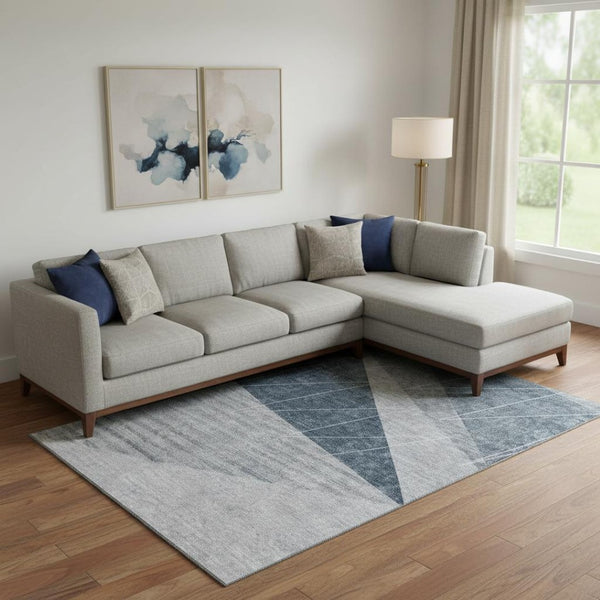 HomeRoots 9' X 12' Charcoal & Ivory Geometric Washable Area Rug with UV Protection for High-Traffic Spaces 657016