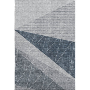 HomeRoots 9' X 12' Charcoal & Ivory Geometric Washable Area Rug with UV Protection for High-Traffic Spaces 657016