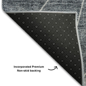 HomeRoots 9' X 12' Charcoal & Ivory Geometric Washable Area Rug with UV Protection for High-Traffic Spaces 657016