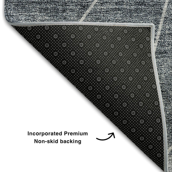 HomeRoots 9' X 12' Charcoal & Ivory Geometric Washable Area Rug with UV Protection for High-Traffic Spaces 657016