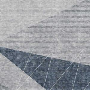HomeRoots 9' X 12' Charcoal & Ivory Geometric Washable Area Rug with UV Protection for High-Traffic Spaces 657016