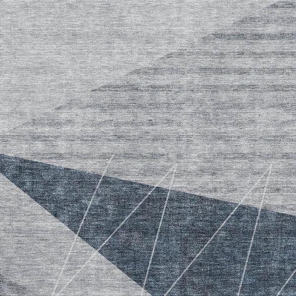 HomeRoots 9' X 12' Charcoal & Ivory Geometric Washable Area Rug with UV Protection for High-Traffic Spaces 657016