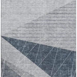 HomeRoots 9' X 12' Charcoal & Ivory Geometric Washable Area Rug with UV Protection for High-Traffic Spaces 657016
