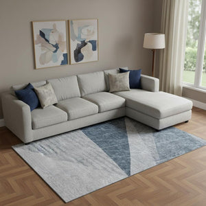 HomeRoots 10' X 14' Charcoal and Ivory Geometric Area Rug - Washable, UV-Protected, Modern Design for Homes 657017