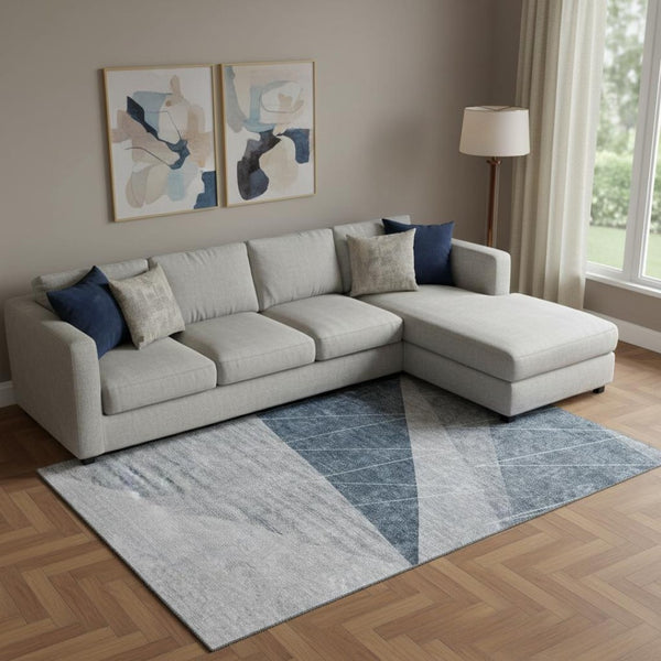 HomeRoots 10' X 14' Charcoal and Ivory Geometric Area Rug - Washable, UV-Protected, Modern Design for Homes 657017
