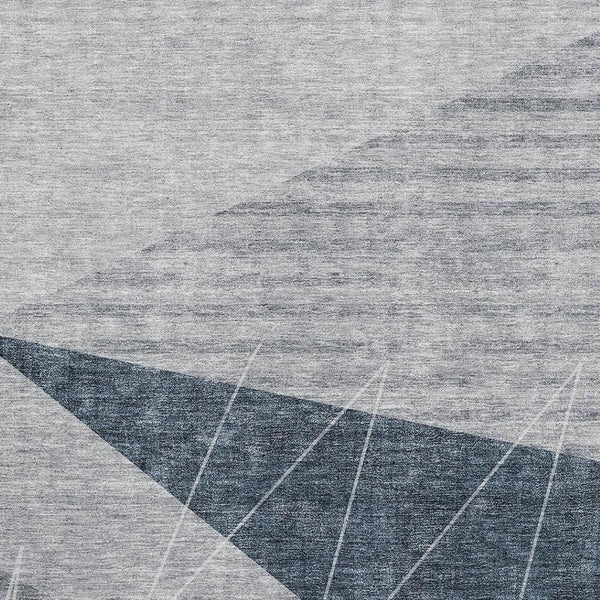 HomeRoots 10' X 14' Charcoal and Ivory Geometric Area Rug - Washable, UV-Protected, Modern Design for Homes 657017