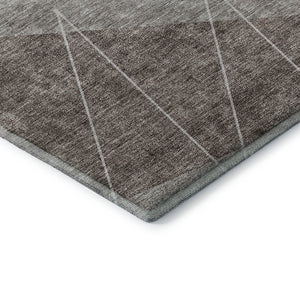 HomeRoots 5' X 8' Modern Gray Brown Ivory Geometric Washable Area Rug with UV Protection & Stain Resistance 657019