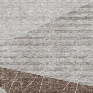 HomeRoots 10' X 14' Geometric Washable Area Rug in Gray, Brown & Ivory - Stylish, UV-Protected, Durable Design 657023