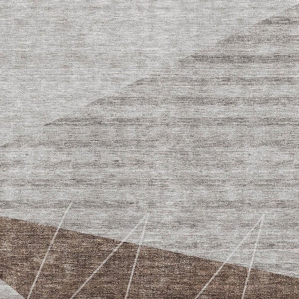 HomeRoots 10' X 14' Geometric Washable Area Rug in Gray, Brown & Ivory - Stylish, UV-Protected, Durable Design 657023