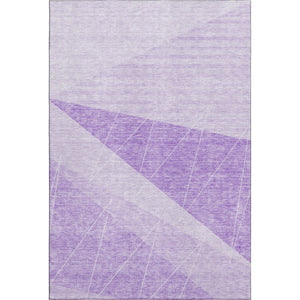 HomeRoots 5' X 8' Modern Lavender & Ivory Geometric Area Rug - Washable, UV Protected & Pet-Friendly Design 657025