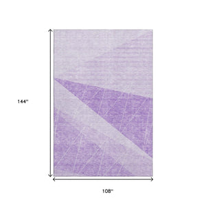 HomeRoots 9' X 12' Stylish Lavender & Ivory Geometric Area Rug - Washable, UV Protected, Perfect for Homes! 657028