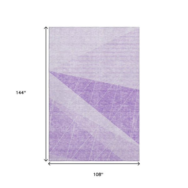 HomeRoots 9' X 12' Stylish Lavender & Ivory Geometric Area Rug - Washable, UV Protected, Perfect for Homes! 657028