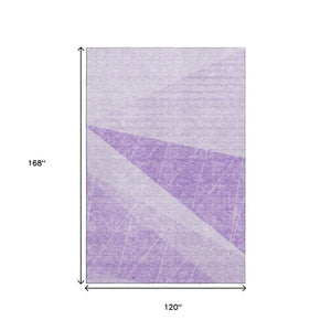 HomeRoots 10' X 14' Lavender Geometric Area Rug - Washable, UV Protected, Durable for High-Traffic Spaces 657029