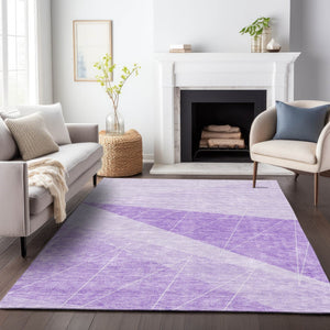 HomeRoots 10' X 14' Lavender Geometric Area Rug - Washable, UV Protected, Durable for High-Traffic Spaces 657029