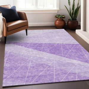HomeRoots 10' X 14' Lavender Geometric Area Rug - Washable, UV Protected, Durable for High-Traffic Spaces 657029