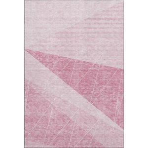 HomeRoots 5' X 8' Pink And Ivory Geometric Area Rug - Durable, Washable, UV Protected, Kid & Pet Friendly Design 657031