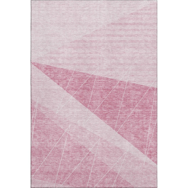 HomeRoots 5' X 8' Pink And Ivory Geometric Area Rug - Durable, Washable, UV Protected, Kid & Pet Friendly Design 657031