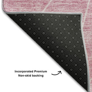 HomeRoots 5' X 8' Pink And Ivory Geometric Area Rug - Durable, Washable, UV Protected, Kid & Pet Friendly Design 657031
