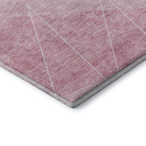 HomeRoots 5' X 8' Pink And Ivory Geometric Area Rug - Durable, Washable, UV Protected, Kid & Pet Friendly Design 657031