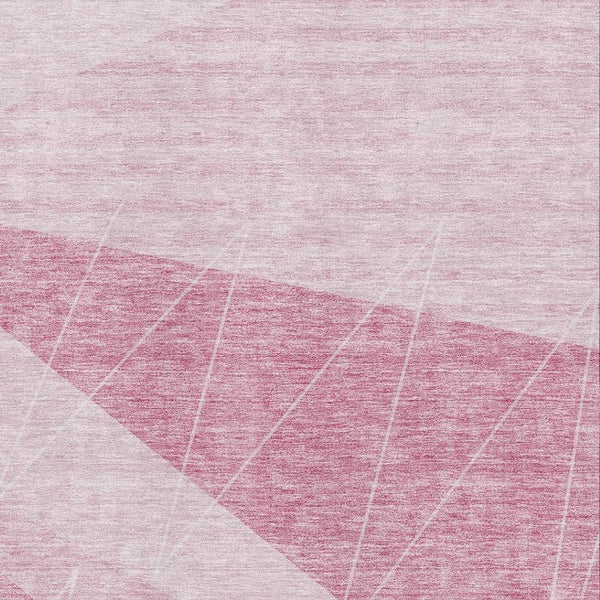 HomeRoots 5' X 8' Pink And Ivory Geometric Area Rug - Durable, Washable, UV Protected, Kid & Pet Friendly Design 657031