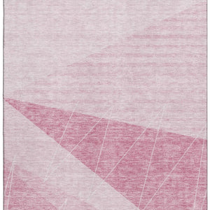 HomeRoots 5' X 8' Pink And Ivory Geometric Area Rug - Durable, Washable, UV Protected, Kid & Pet Friendly Design 657031